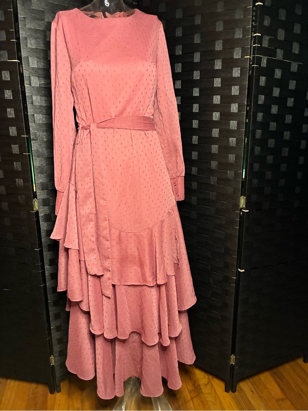 Tiered Ruffle Maxi Dress in Dusty Rose - Picture 2 of 12